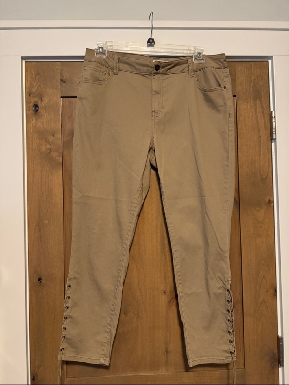 Artisan NY Tan leather braided cuff pants Womens 16 Western coastal cowgirl Boho